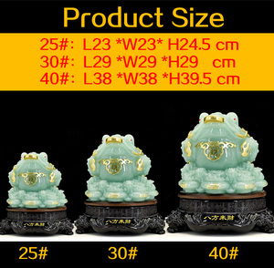 Venta al por mayor resina artesanía estatuilla sapo Fengshui decoración dinero rana y Sapo suerte Jade dinero sapo Decoración - Product Image 2