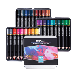 FLOWood Set di 72 <span class=keywords><strong>Matite</strong></span> Colorate Professionali Solubili in Acqua, Rotonde, in Scatola di Latta, Miscelabili, per Artisti e Pittura ad Acquerello - Product Image 1