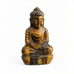 Escultura del Buda en Piedra de Ojo de Tigre, un Símbolo de Paz, Fuerza y Equilibrio Espiritual - Product Image 3