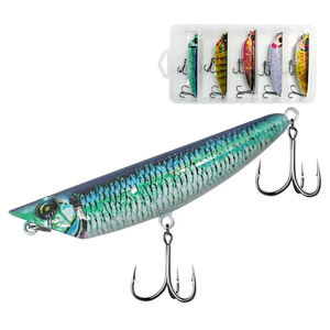 5 pièces/boîte 3D Simulation impression nageur Topwater <span class=keywords><strong>Realis</strong></span> crayon leurre eau salée naufrage lent flottant dur crayon leurre - Product Image 1