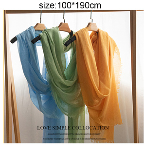 Collane da <span class=keywords><strong>donna</strong></span> di moda sciarpe lunghe da spiaggia in <span class=keywords><strong>seta</strong></span> scialli con Logo personalizzato in poliestere <span class=keywords><strong>e</strong></span> lino sciarpe di colore solido - Product Image 3