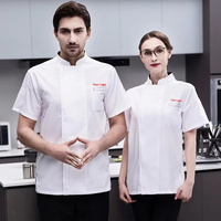 Veste de chef en polycoton avec logo personnalisé, fermeture éclair discrète, dos en maille respirante, confortable, uniforme de travail pour le personnel des restaurants et des magasins alimentaires