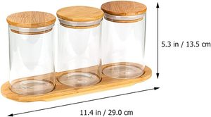 240Glass <b>Jars</b> Bamboo Lids Multifunctional Food Storage Containers Kitchen Including Silicone Pads Customizable Logo - Product Image 5
