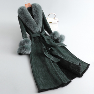 Giacca da Donna in Vera <span class=keywords><strong>Pelliccia</strong></span> di Coniglio e Pelle, Cappotto Invernale Lungo di Lusso con Collo in <span class=keywords><strong>Pelliccia</strong></span> di Volpe, Parka - Product Image 3