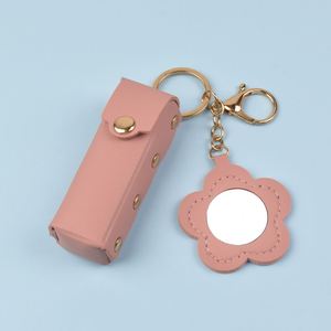 Hot Selling <b>Makeup</b> Lip Gloss <b>Holder</b> Key Chain Cute Mini PU Leather Lip Balm <b>Holder</b> Keychain Bag - Product Image 5