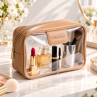 Sac de Cosmétiques Transparent à Grande Capacité avec Logo Personnalisé, Motif en PVC Transparent, Fermeture Éclair, Étanche, Organisateur de Maquillage, Voyage