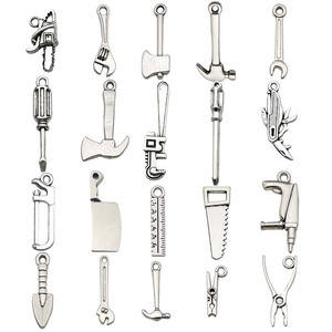 Pendentif en alliage d'argent antique, formes variées, pour la fabrication de bracelets, accessoires de bijoux DIY, alliage de zinc plaqué - Product Image 5