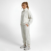 Ensemble de survêtement deux pièces en molleton pour femme, haute qualité, personnalisé, avec sweat-shirt à quart de zip et pantalon de jogging