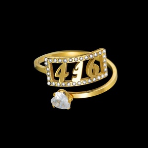 Bague de cocktail plaquée or avec zircone cubique sertie pavé 446 pierres en forme de cœur, bijoux de mode glamour, bague de fiançailles, présentoir - Product Image 5