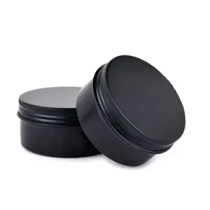 10ml 15ml 30ml 1oz 50ml 60ml 100ml 2oz Screw Top Round Cosmetic Tin Can Matte Black Aluminum Jar For Lip Beard Balm