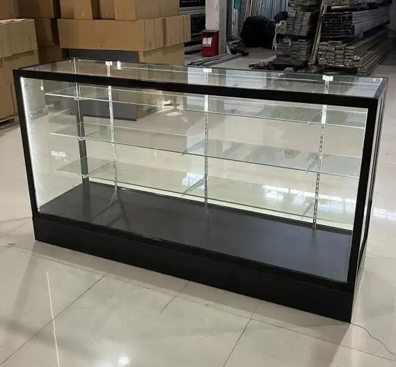 Bestseller LED Glas Theke Aluminium rahmen Smoke Shop Showcase Store Vitrine mit verstellbaren Regalen