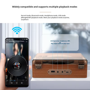 Factory Vintage Wood Grain BT <b>CD</b> <b>Player</b> Dual Speakers Home Party Portable Music System High Fidelity Audio <b>Player</b> for Gift - Product Image 5