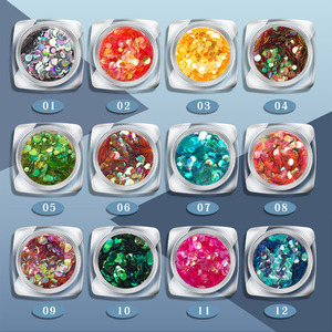 2024 Новое поступление, Лидер продаж, 12 видов цветов свободные блестки, Русалка, блестки, круглые блестки, блестки для дизайна ногтей, смешанные, украшения для ногтей, блестки - Product Image 2