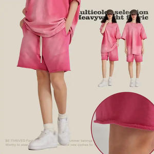 กางเกงขาสั้นผ้าฝรั่งเศสเทอร์รี่แบบยูนิเซ็กซ์ ขอบดิบ ความยาวกลางเข่า สีพื้น ระบายอากาศได้ดี ผ้าฝ้ายเนื้อหนา สไตล์ลำลอง สำหรับออกกำลังกาย วิ่ง ฟิตเนส วินเทจ - Product Image 6