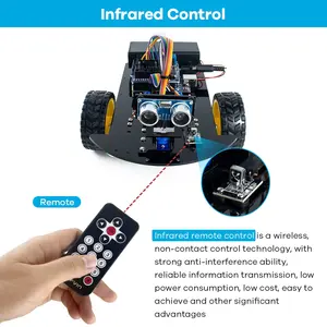 スマートロボットカー2WDシャーシキット超音波モジュール、Arduino UNOセット用リモート、チュトレール付き