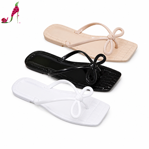 Sandalias Planas con Lazo y Estampado de Cocodrilo <span class=keywords><strong>para</strong></span> <span class=keywords><strong>Mujer</strong></span>, <span class=keywords><strong>Chanclas</strong></span> Elegantes de Playa, Pantuflas de PVC con Punta Cuadrada, Brillantes, Estilo Francés, <span class=keywords><strong>para</strong></span> Verano, OEM - Product Image 1