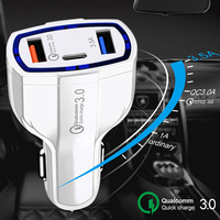 Chargeur de voiture multiport USB QC3.0 Type C 35W BK350, chargeur rapide pour téléphone portable, compatible avec iPhone et Samsung Galaxy