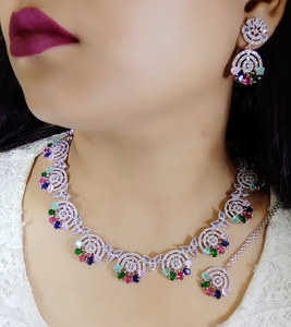 คอลเลกชันเครื่องประดับสำหรับเจ้าสาวคุณภาพระดับพรีเมี่ยมชุดเครื่องประดับอินเดียเพชรโมอิส2025หรูสำหรับงานแต่งงานของขวัญหมั้น - Product Image 3