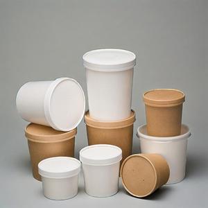 Ensemble de gobelets à soupe en kraft de qualité alimentaire, taille personnalisée, contenants à soupe à emporter pour restaurant, bol à soupe rond en papier uni avec couvercle - Product Image 3