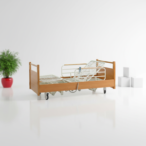 Cama de Hospital con Altura Ajustable, Cabecera y Piecera de Roble Macizo, Superficie de Malla, Frenos y Ruedas Silenciosas - Product Image 5