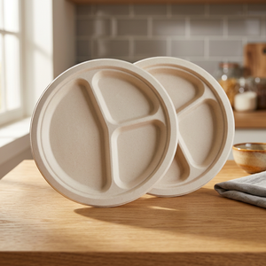 Modern 9 Inch <b>Pulp</b> Moulded Half Plate Eco Friendly Compostable Water Resistant Disposable Plate for Home Restaurant and Event - Product Image 1