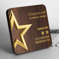 Médaille Pentagramme à Cinq Branches Gravée en Bois Massif Sur Mesure pour Plaques de Coopération Commerciale et de Franchise