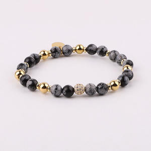 Nouveau bracelet élastique en pierres précieuses naturelles, perles de pierres précieuses, perles de CZ pavées, design personnalisé, 6 mm, JBS12537 - Product Image 4