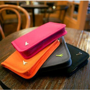 Porta Pasaportes de Tela Oxford Naranja de 7 Pulgadas, Color Sólido, Diseño de Avión, Organizador de Documentos de Viaje, Cartera para Tarjetas y Monedas - Product Image 4