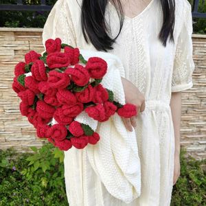 Crochet <b>Flower</b> <b>Bouquet</b> Graduation Handmade Knitted Rose Throw Blanket <b>Flowers</b> Summer Blankets Birthday Gifts - Product Image 2
