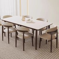 Ensemble de table à manger MULIGNA de style nordique rétro pour 6 personnes, design moderne, table à manger en bois et ensemble de chaises, meubles de cuisine