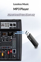 Console de mixage professionnelle 6 canaux avec amplificateur de puissance, USB, Bluetooth, effets DSP pour scène, groupe, salle de réunion, utilisation audio