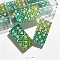 Lot de dominos en acrylique écologiques 28 pièces, dégradé vert-or, pour jeu de table, avec logo personnalisé, marque Joylink, pour l'extérieur