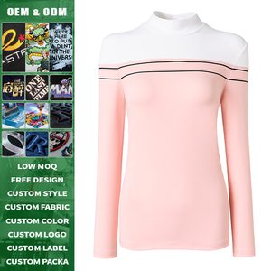 เสื้อกอล์ฟผู้หญิงแบบสปอร์ต สีสันตัดกัน คอปกพับ แขนยาว ทรงเข้ารูป ยืดหยุ่นสูง ระบายอากาศได้ดี ผลิตจากผ้าสแปนเด็กซ์และไนลอน เหมาะสำหรับฤดูใบไม้ร่วง - Product Image 2