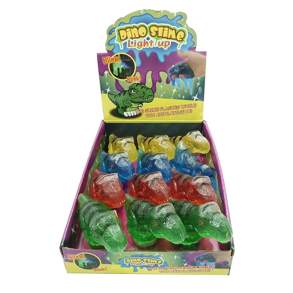 Dinosaur shape container toys glow in dark crystal slime for kids 2020
