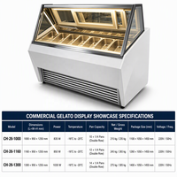Vitrine Réfrigérée Commerciale pour Gelato, Design Robotique Futuriste, Présentoir à Glaces Multi-Plateaux Chauffés avec Verre Anti-Buée pour Magasin