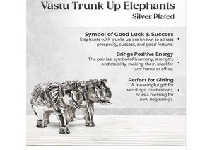 Vastu Trunk Up <b>Elephants</b> Idol Set of 2 Antique Silver Plated Decorative Figurines for Home Office Vastu <b>Decor</b> Gift - Product Image 5