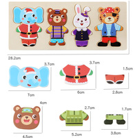 Ensemble de puzzles magnétiques en bois pour habiller les animaux, jeu de correspondance de personnages avec boîte de rangement, jouet éducatif précoce
