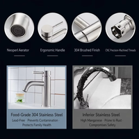 Robinet de lavabo en acier inoxydable avec poignée en zinc et cartouche céramique pour salle de bain, fourni par l'usine, échantillon disponible pour grossistes
