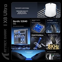 ATTACK SHARK X8 Ultra Wireless Optical Mouse PAW3950 Gaming Office Mice Tri-Mode 8K Rechargeable Nordic52840 Chipset