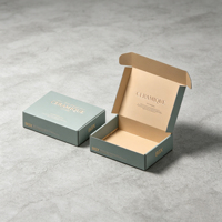 Boîte postale ondulée vert sauge avec intérieur or champagne, boîte à colis estampée à chaud pour l'emballage de produits céramiques et d'articles ménagers