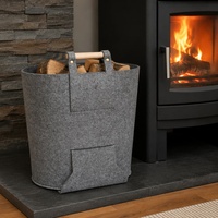 Panier de rangement en feutre gris écologique grande capacité avec poignées en bois naturel pour l'organisation de la maison et le tri du linge