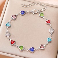 Pulseras de Aleación con Diamantes de Imitación, Estilo Europeo Americano, Coloridas, con Corazón, Personalizadas, Modernas y de Alta Gama, Regalo para Mujer