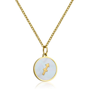 Collar de Acero Inoxidable Chapado en Oro de 18K con Signo del Zodíaco para Mujer, Colgante Redondo con Símbolo del <span class=keywords><strong>Horóscopo</strong></span> y Letra, Joyería de Moda, Regalo - Product Image 5