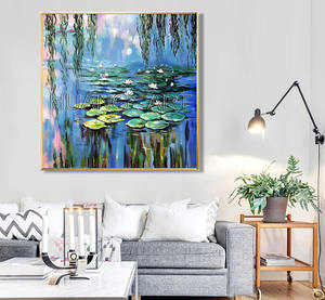 Pintura al Óleo de Alta Calidad Pintada a Mano por un Artista, Pintura al Óleo de Paisaje de Loto para Decoración de Habitaciones, Pintura de Estanque de Lirios - Product Image 3