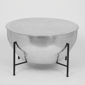 Mesa de Centro Redonda de Latón AK de Alta Calidad, Acabado Plateado con Base Negra, para Muebles de Balcón/Habitación - Product Image 4