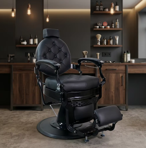 Wholesale Custom Black and Gold Luxury Barber Chair with Ergonomic Reclining Back Salon Equipment for Hair Styling - Product Image 6
