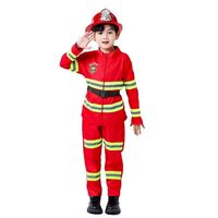 Costume de pompier unisexe pour enfants, fête costumée du Nouvel An, combinaison 100% polyester