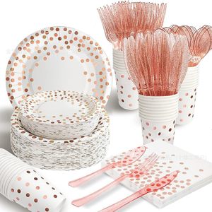 For Party Paper Plates Direct Manufacturer Hot-selling Polka Dot Gold-embossed <b>White</b> Background Disposable Tableware Parties - Product Image 1