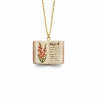 Collier pendentif Mlluki en laiton, design luxueux et raffiné, motif livre 12 mois, pour femme, idéal comme cadeau