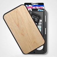 Walnut Cherry Bambu Alami Kayu Slide Dompet Flip Kartu Kredit Pemegang Dompet Slim Minimalis RFID Dompet Band